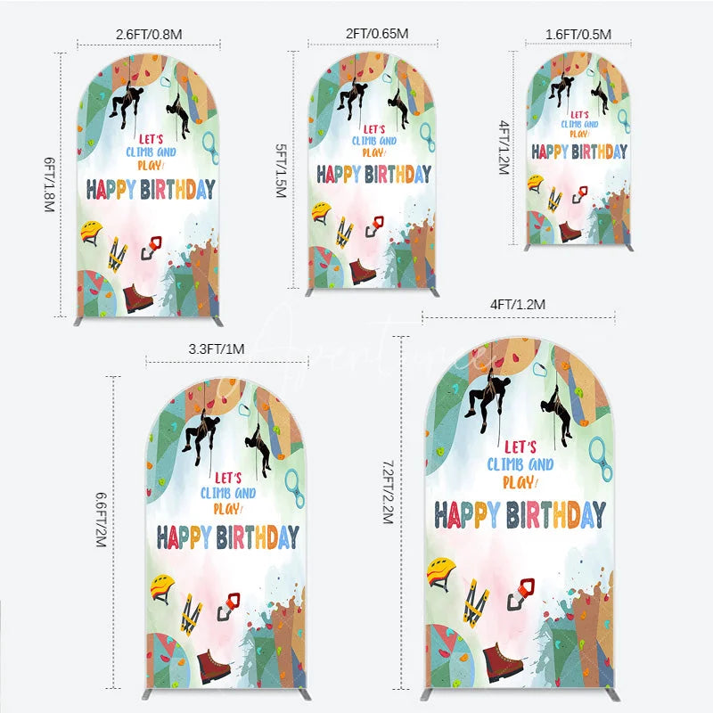 Aperturee - Aperturee Rock Climbing Arch Backdrop Let’s Climb and Play Birthday Party Supplies Decor