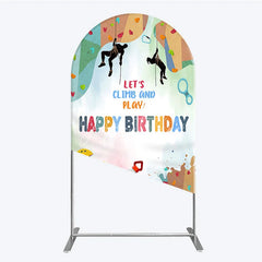 Aperturee - Aperturee Rock Climbing Arch Backdrop Let’s Climb and Play Birthday Party Supplies Decor