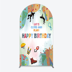 Aperturee - Aperturee Rock Climbing Arch Backdrop Let’s Climb and Play Birthday Party Supplies Decor