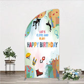 Aperturee - Aperturee Rock Climbing Half Moon Arch Backdrop Let’s Climb and Play Birthday Party Supplies Decor