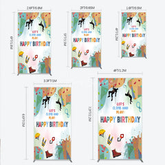 Aperturee - Aperturee Rock Climbing Rectangle Backdrop Let’s Climb and Play Birthday Party Supplies Decor