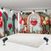 Aperturee - Aperturee Romantic Arch Balloon Valentines Day Room Set Backdrop