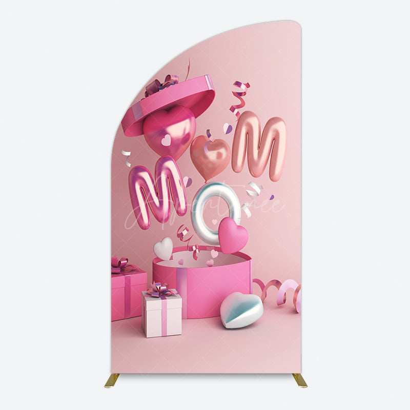 Aperturee - Aperturee Romantic Balloons Gift Box Mothers Day Half Moon Arch Backdrop