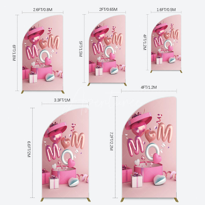 Aperturee - Aperturee Romantic Balloons Gift Box Mothers Day Half Moon Arch Backdrop
