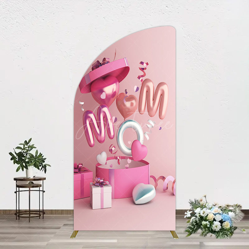 Aperturee - Aperturee Romantic Balloons Gift Box Mothers Day Half Moon Arch Backdrop