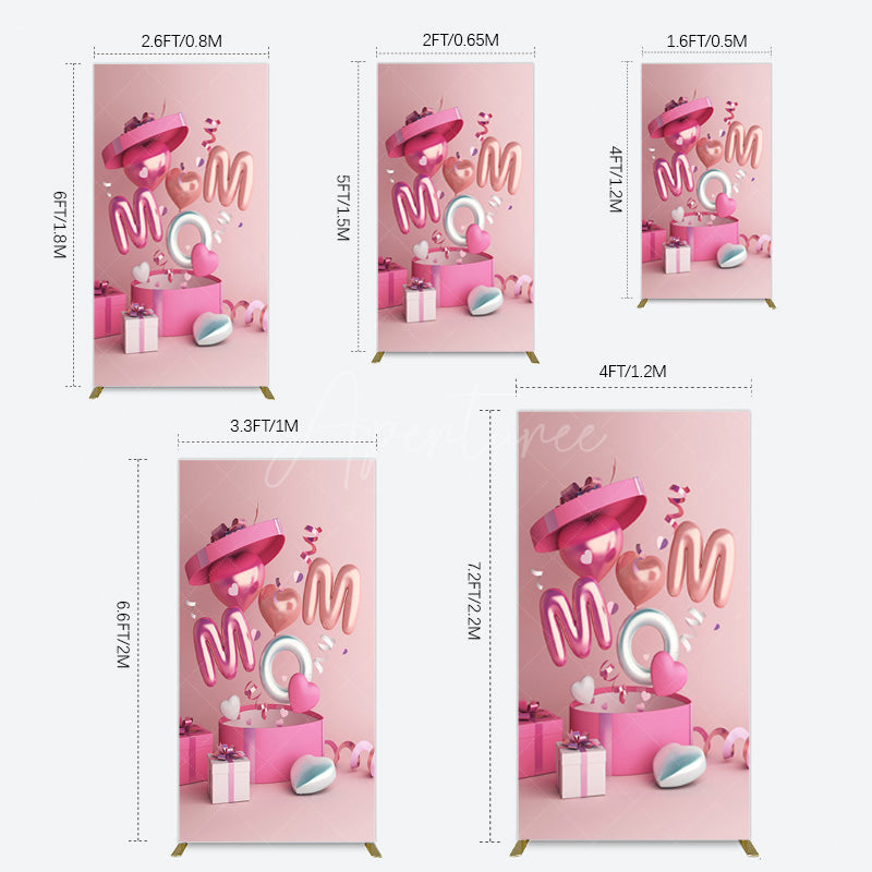 Aperturee - Aperturee Romantic Balloons Gift Box Mothers Day Rectangle Backdrop