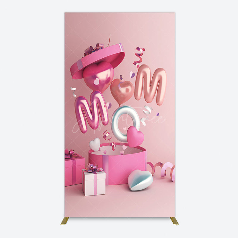 Aperturee - Aperturee Romantic Balloons Gift Box Mothers Day Rectangle Backdrop