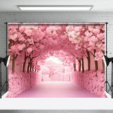Aperturee - Aperturee Romantic Blooming Pink Floral Forest Wedding Backdrop