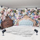 Aperturee - Aperturee Romantic Colorful Floral Headboard Room Set Backdrop