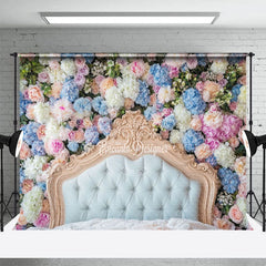 Aperturee - Aperturee Romantic Colorful Floral Headboard Room Set Backdrop