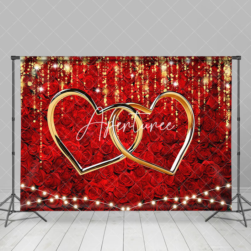 Aperturee - Aperturee Romantic Dense Rose Lighted Valentines Day Backdrop