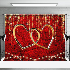 Aperturee - Aperturee Romantic Dense Rose Lighted Valentines Day Backdrop