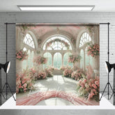 Aperturee - Aperturee Romantic Fancy Room Pink Floral Wedding Photo Backdrop