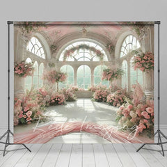 Aperturee - Aperturee Romantic Fancy Room Pink Floral Wedding Photo Backdrop