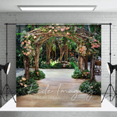 Aperturee - Aperturee Romantic Floral Arch Pavilion Wedding Photo Backdrop