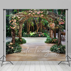 Aperturee - Aperturee Romantic Floral Arch Pavilion Wedding Photo Backdrop