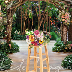 Aperturee - Aperturee Romantic Floral Arch Pavilion Wedding Photo Backdrop