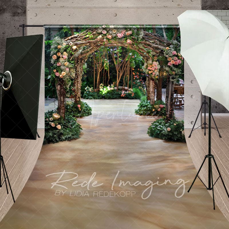 Aperturee - Aperturee Romantic Floral Arch Pavilion Wedding Sweep Backdrop