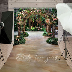 Aperturee - Aperturee Romantic Floral Arch Pavilion Wedding Sweep Backdrop