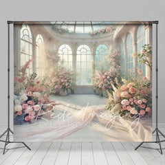 Aperturee - Aperturee Romantic Floral Fancy Room Wedding Photo Backdrop