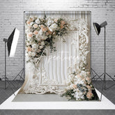 Aperturee - Aperturee Romantic Floral Holy White Wedding Photo Backdrop