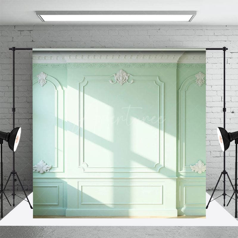 Aperturee - Aperturee Romantic Green Wall Floral Wedding Room Set Backdrop