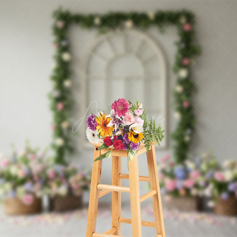 Aperturee - Aperturee Romantic Greenery Floral Wedding Photography Backdrop