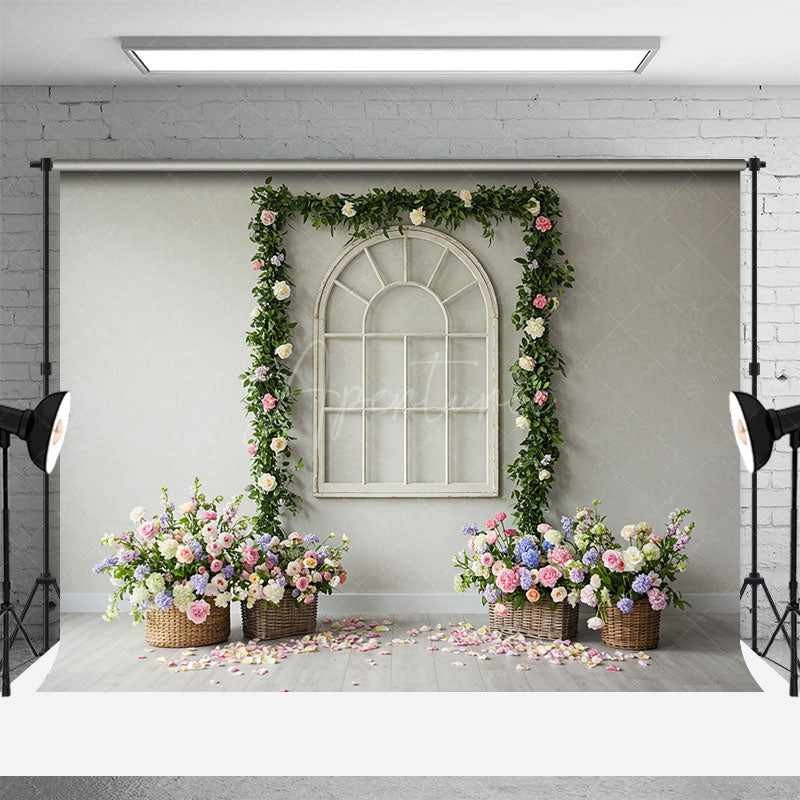 Aperturee - Aperturee Romantic Greenery Floral Wedding Photography Backdrop