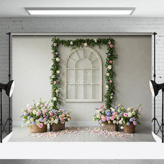 Aperturee - Aperturee Romantic Greenery Floral Wedding Photography Backdrop