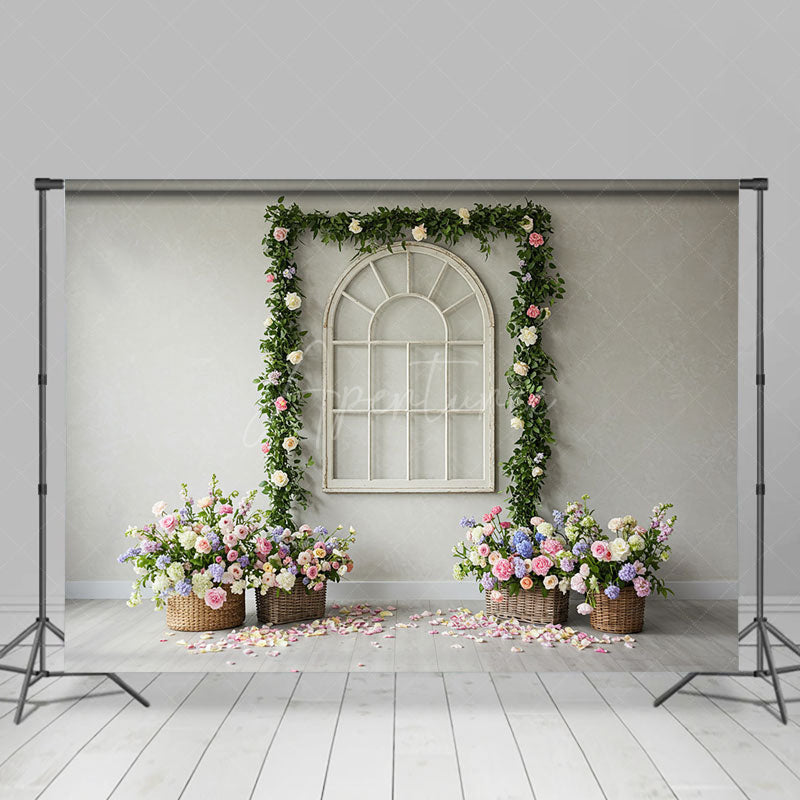 Aperturee - Aperturee Romantic Greenery Floral Wedding Photography Backdrop
