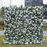 Aperturee - Aperturee Romantic Greenery White Rose Artificial Flower Wall