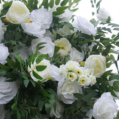 Aperturee - Aperturee Romantic Greenery White Rose Artificial Flower Wall