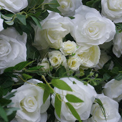 Aperturee - Aperturee Romantic Greenery White Rose Artificial Flower Wall