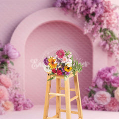 Aperturee - Aperturee Romantic Pink Arch Floral Wedding Photo Backdrop