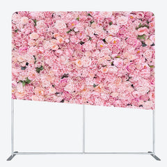 Aperturee - Aperturee Romantic Pink Blooming Rose Square Tension Backdrop