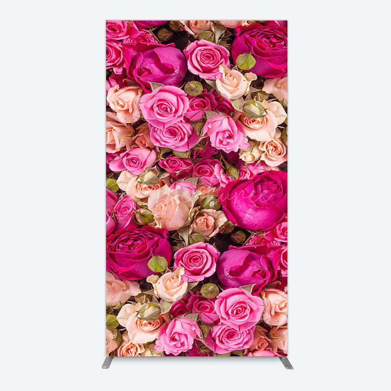 Aperturee - Aperturee Romantic Pink Champagne Rose Wedding Rectangle Backdrop