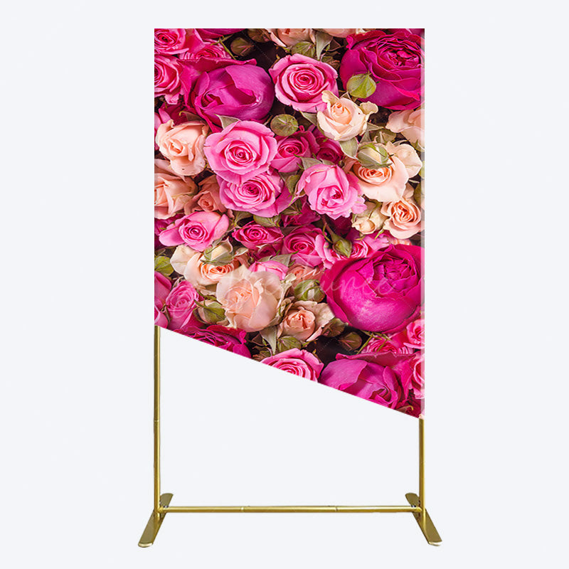 Aperturee - Aperturee Romantic Pink Champagne Rose Wedding Rectangle Backdrop
