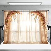 Aperturee - Aperturee Romantic Pink Floral Arch Sweet Wedding Backdrop