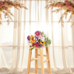 Aperturee - Aperturee Romantic Pink Floral Arch Sweet Wedding Backdrop