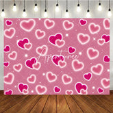 Aperturee - Aperturee Romantic Pink Glowing Hearts and Sparkles Y2K Birthday Backdrop Sweet Celebration Party Decoration.