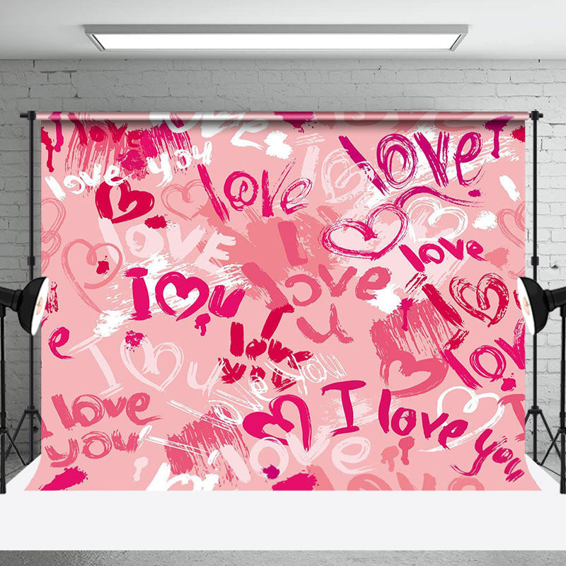 Aperturee - Aperturee Romantic Pink Graffiti Love Valentines Day Backdrop