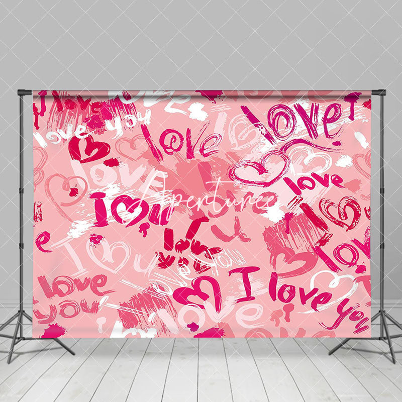 Aperturee - Aperturee Romantic Pink Graffiti Love Valentines Day Backdrop