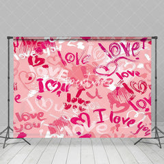 Aperturee - Aperturee Romantic Pink Graffiti Love Valentines Day Backdrop