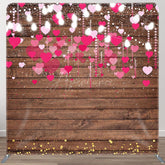 Aperturee - Aperturee Romantic Pink Hearts Wooden Square Tension Backdrop