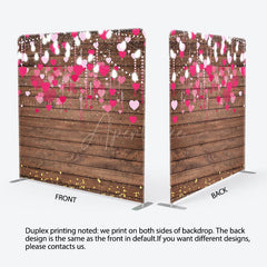 Aperturee - Aperturee Romantic Pink Hearts Wooden Square Tension Backdrop