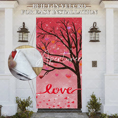 Aperturee - Aperturee Romantic Pink Love Tree Valentines Day Door Cover