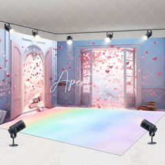 Aperturee - Aperturee Romantic Purple Wall Color Floor Room Set Backdrop