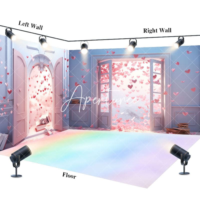 Aperturee - Aperturee Romantic Purple Wall Color Floor Room Set Backdrop