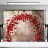 Aperturee - Aperturee Romantic Red Hearts and Floral Arch Photography Backdrop perfect for Valentine’s Day Wedding or Engagement