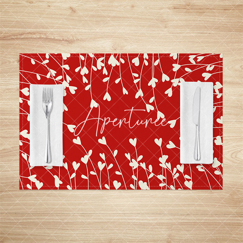 Aperturee - Aperturee Romantic Red Love Valentines Day Set Of 4 Placemats